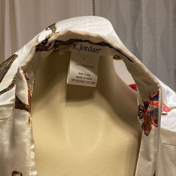 K. Jordan Butterfly/Chains Blouse, Winged Collar, Women’s Large - Picture 7 of 9